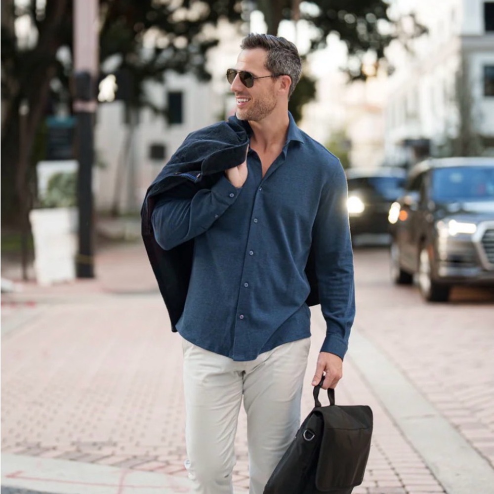 Stone Rose Dark Navy Button-Down Shirt